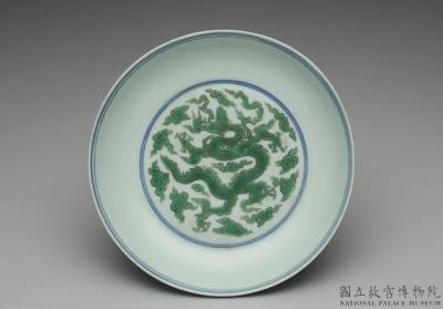 图片[2]-Bowl with green dragons and underglaze blue decoration, Ming dynasty (1368-1644)-China Archive